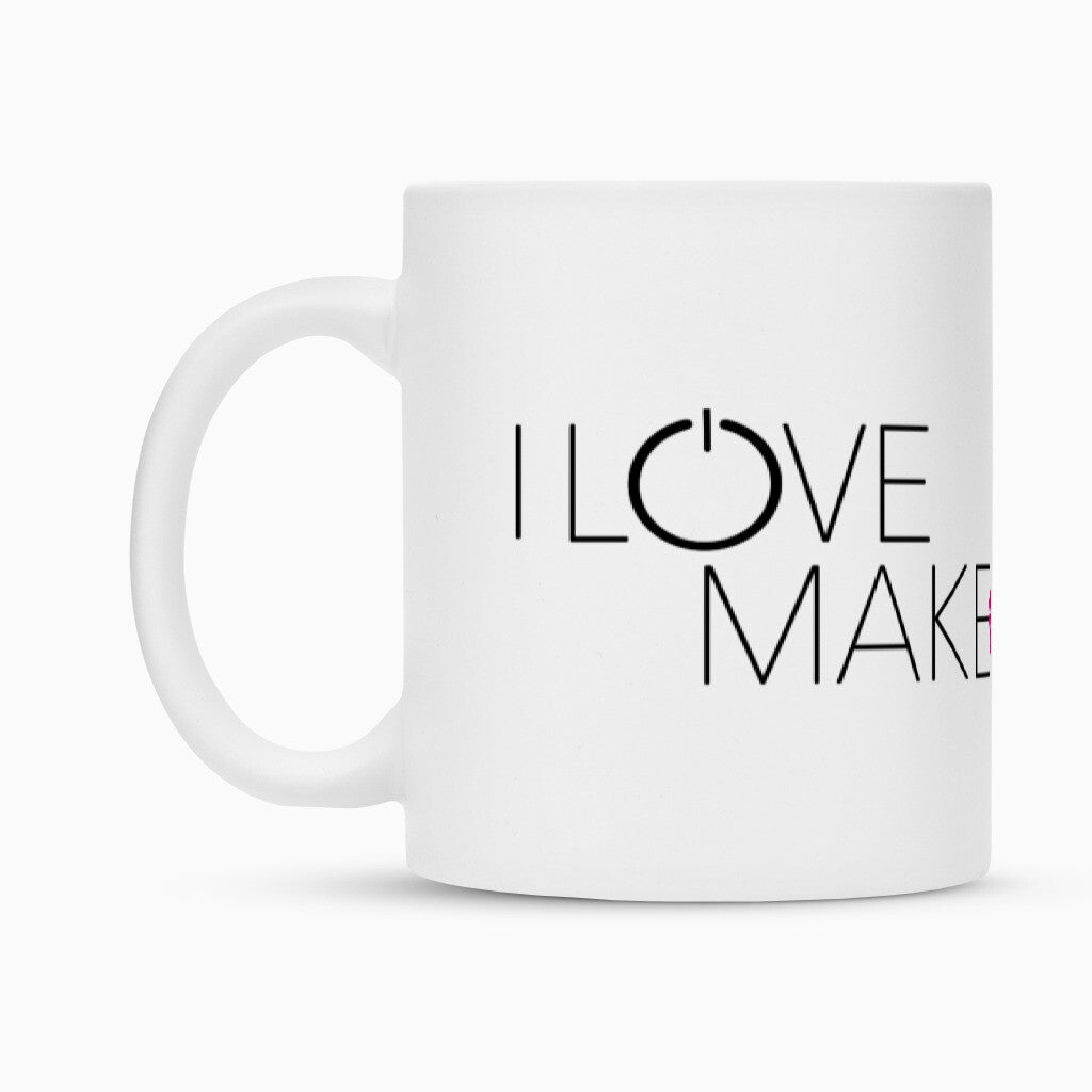 Stylische Beauty Tasse mit I Love Make Up Print