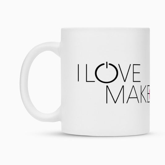 Stylische Beauty Tasse mit I Love Make Up Print