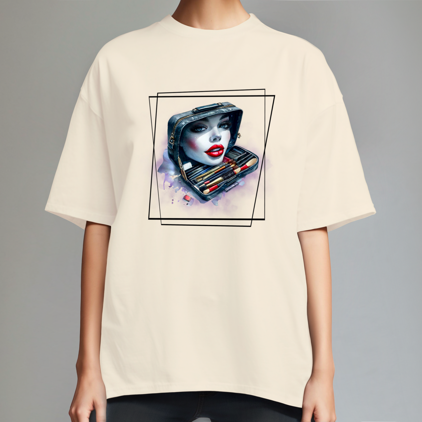 Oversized T-Shirt mit Grafik – Trendiges und stylisches T-Shirt mit Beauty-Bag-Design