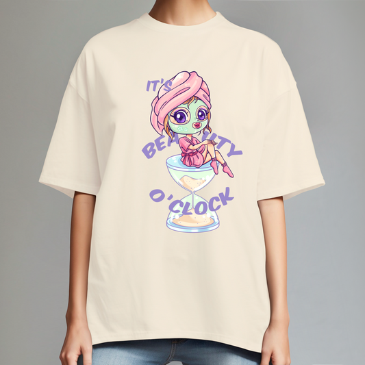 Beauty o´clock Oversized Shirt – Trendy Make-up-Liebhaber T-Shirt für Beauty Enthusiasten