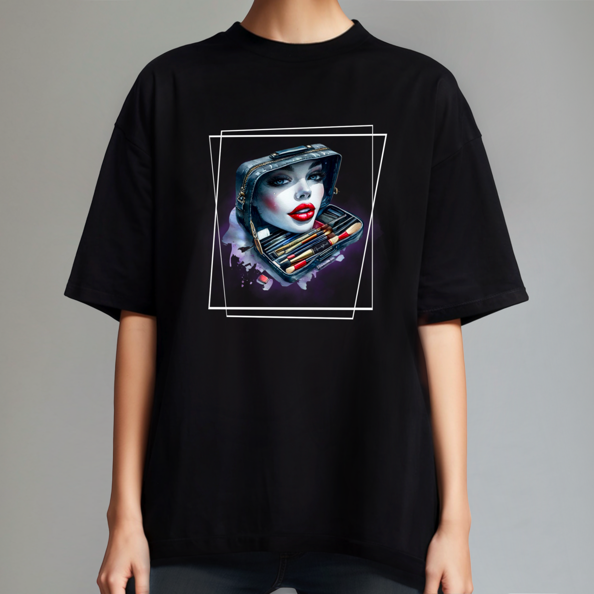 Beauty Bag Oversized Grafik T-Shirt – Perfekt für Makeup Lovers