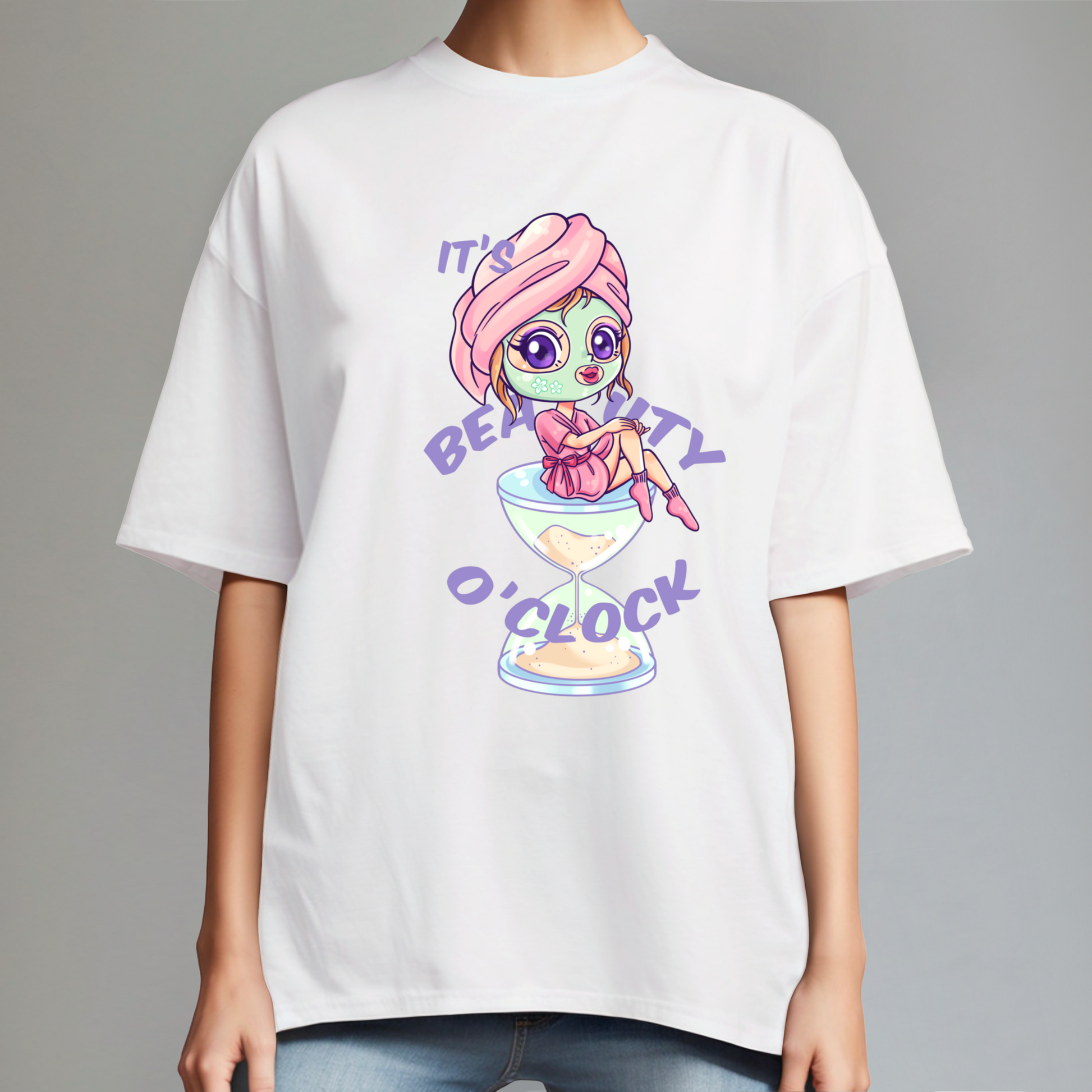 Modisches Beauty 0'Clock Oversized Shirt für Beauty-Liebhaberinnen mit übergroßem Make-up